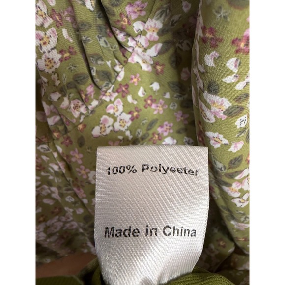 Princess Polly Green Floral Long Sleeve Mini Dress Ruffle Hem Size 4 - Picture 6 of 7